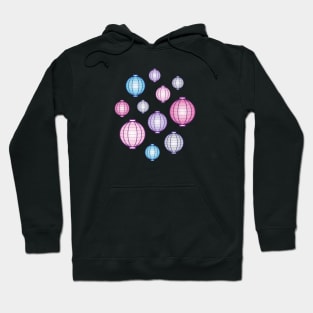 Lanterns | Mid Autumn Festival | Blue Pink Purple | Black Hoodie